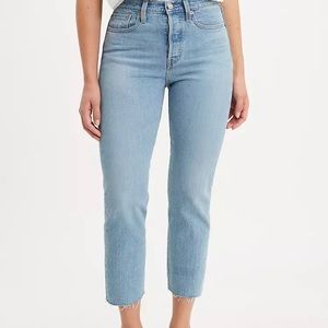 Levi’s highrise 728 cropped frayed jeans